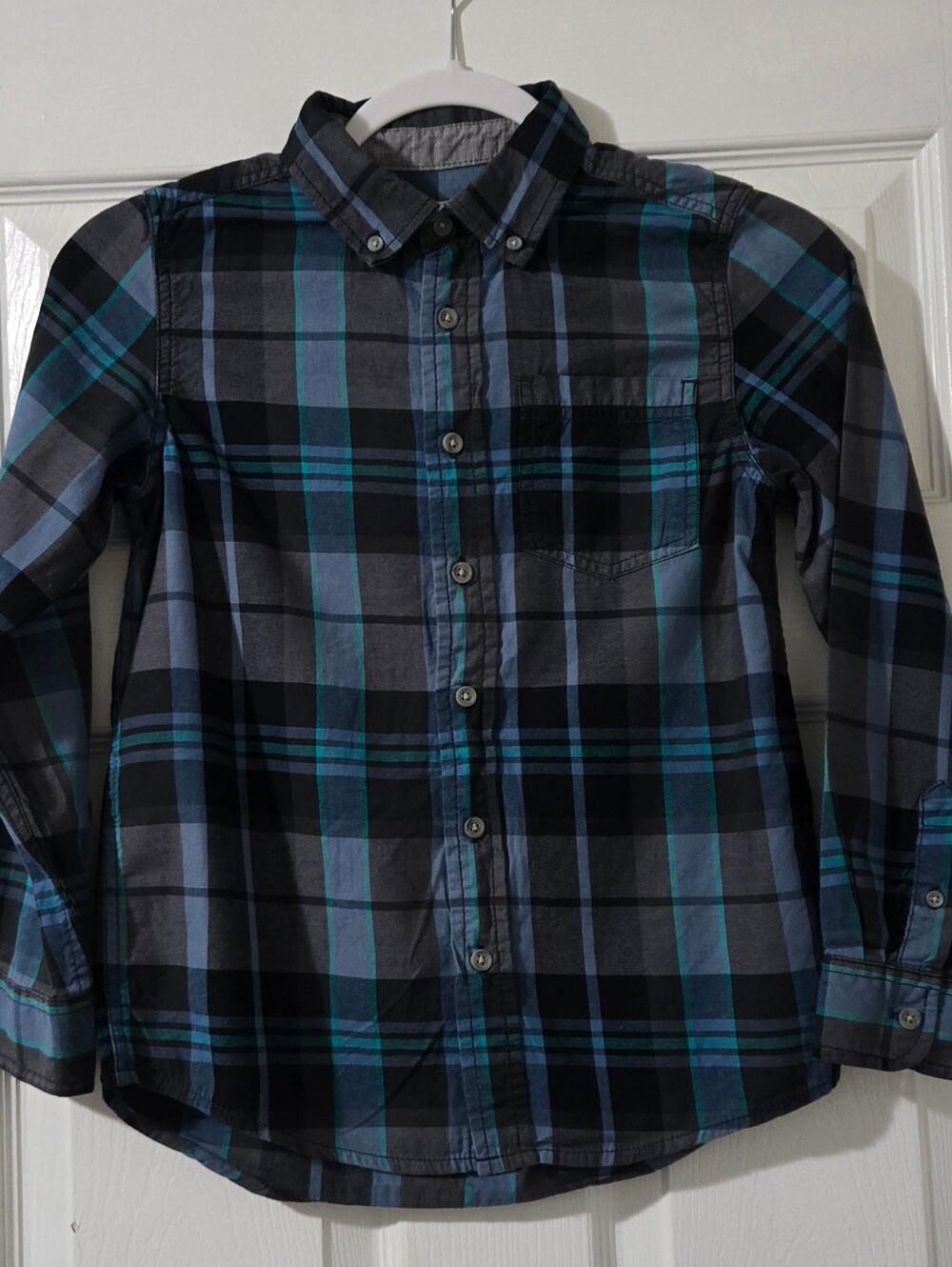 Cat & Jack Blue & Black Plaid Button-Down Shirt